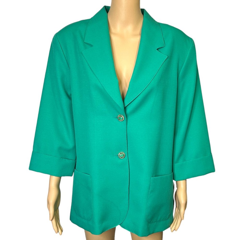 RARE Vintage Nikki Womens 16 Emerald Forest Green Suit Jacket Blazer